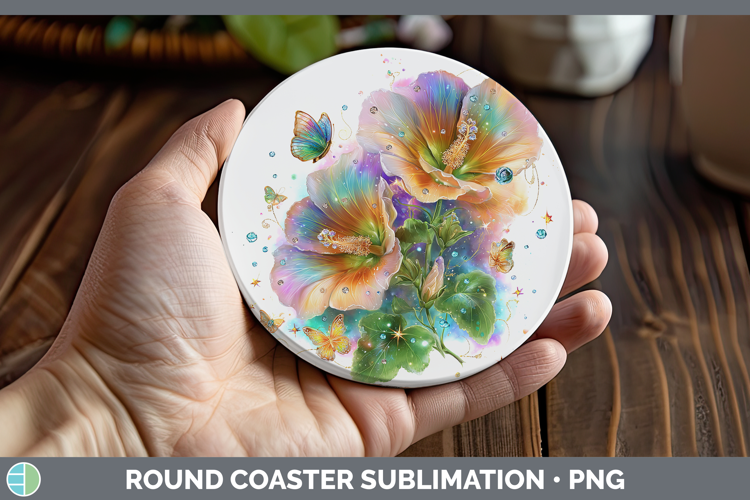Flowers 03 Rainbow Summer Abutilon Round Coaster Sublimation