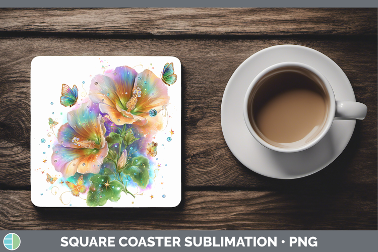 Flowers 03 Rainbow Summer Abutilon Square Coaster Sublimatio