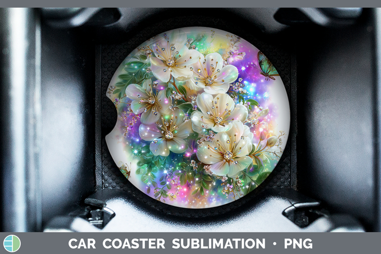 Flowers 03 Rainbow Summer Acacia Car Coaster Sublimation De