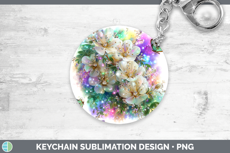 Flowers 03 Rainbow Summer Acacia Keychain Sublimation Keyrin