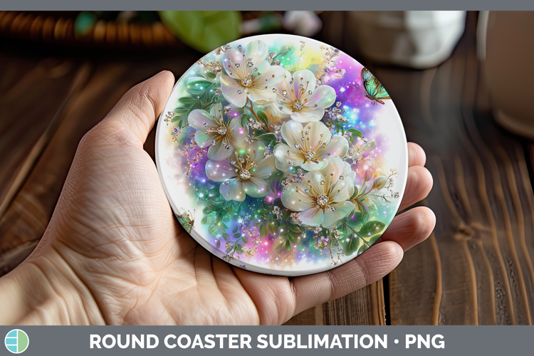Flowers 03 Rainbow Summer Acacia Round Coaster Sublimation C
