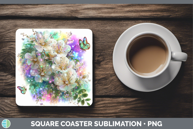 Flowers 03 Rainbow Summer Acacia Square Coaster Sublimation