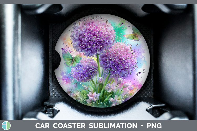 Flowers 03 Rainbow Summer Allium Car Coaster Sublimation De