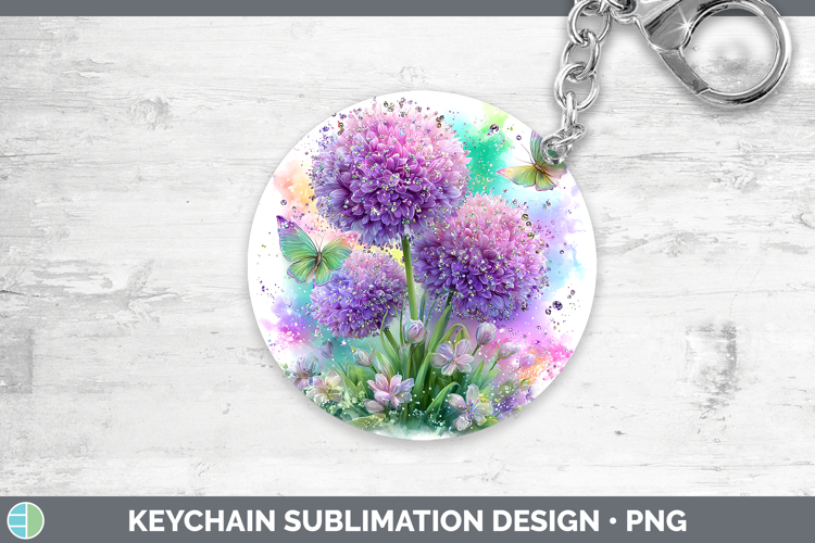 Flowers 03 Rainbow Summer Allium Keychain Sublimation Keyrin