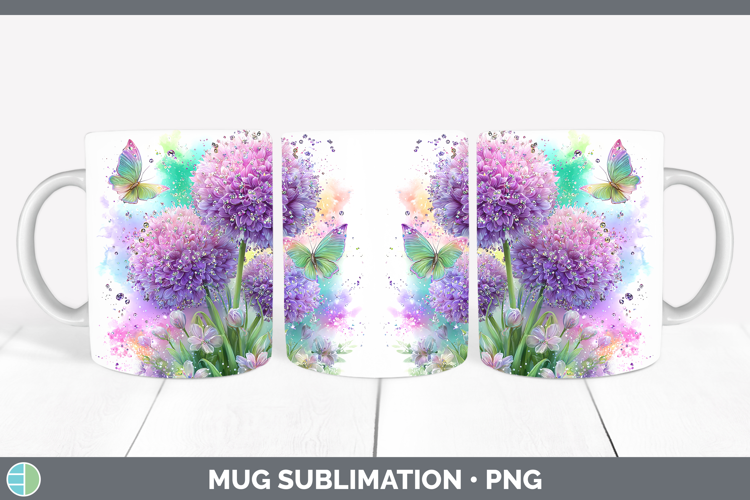 Flowers 03 Rainbow Summer Allium Mug Wrap Sublimation Coffee