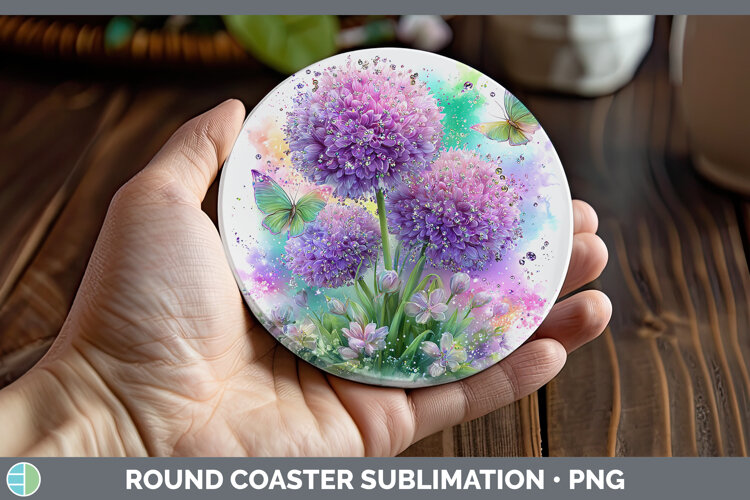 GorgeousFlowers 03 Rainbow Summer Round Coaster design.