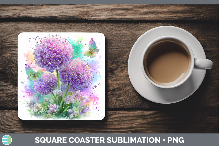 Flowers 03 Rainbow Summer Allium Square Coaster Sublimation