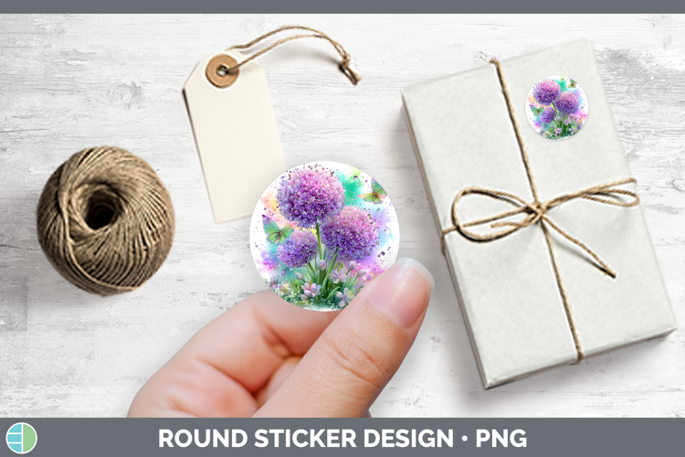 Flowers 03 Rainbow Summer Allium Stickers | Round Labels Des