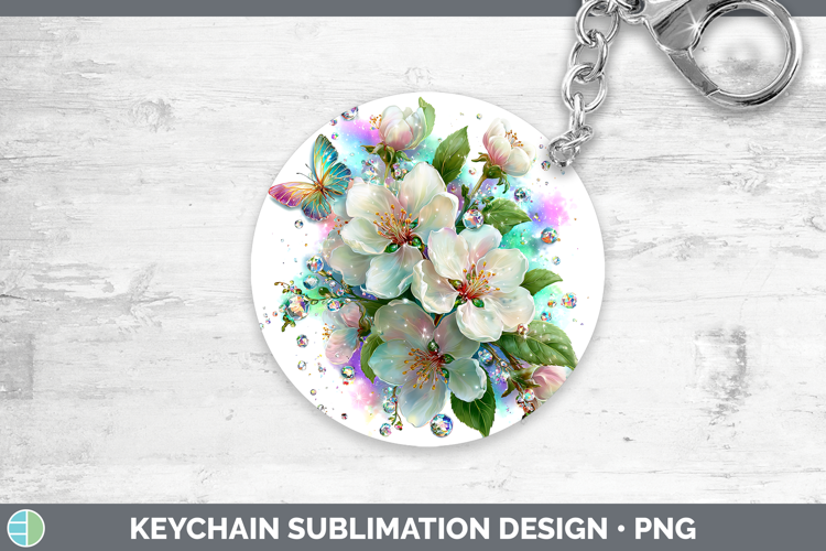 Flowers 03 Rainbow Summer Apple Blossom Keychain Sublimation