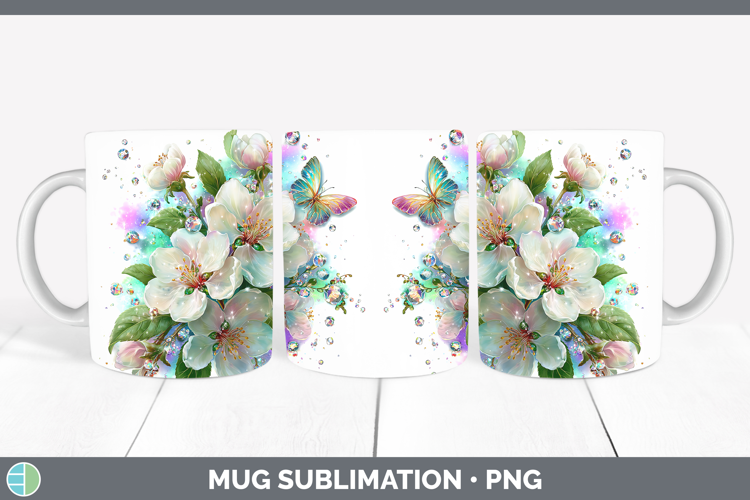 Flowers 03 Rainbow Summer Apple Blossom Mug Wrap Sublimation