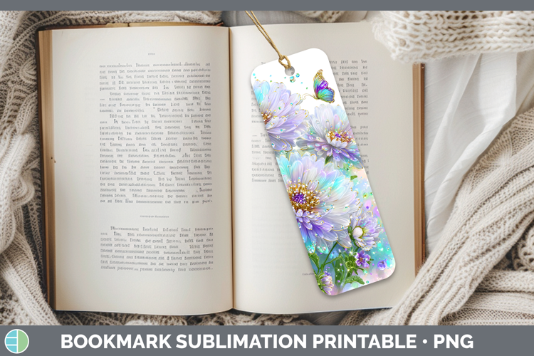 Flowers 03 Rainbow Summer Aster Bookmark Sublimation Printab