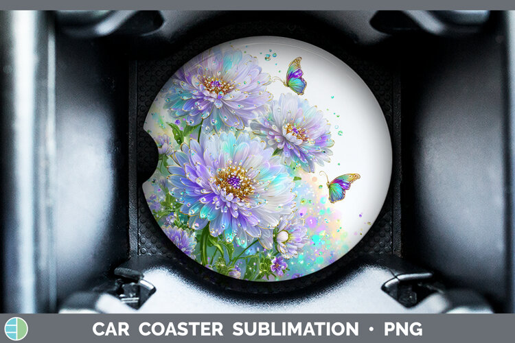 GorgeousFlowers 03 Rainbow Summer Car Coaster design.