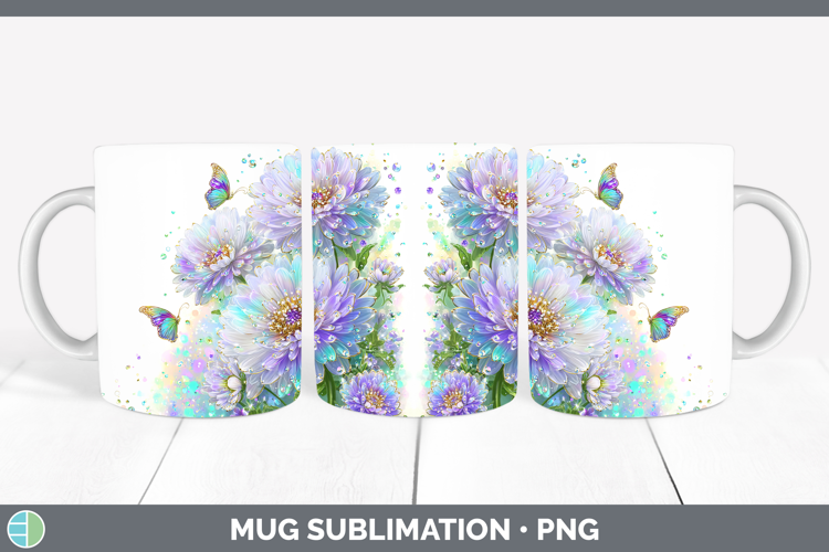 Flowers 03 Rainbow Summer Aster Mug Wrap Sublimation Coffee