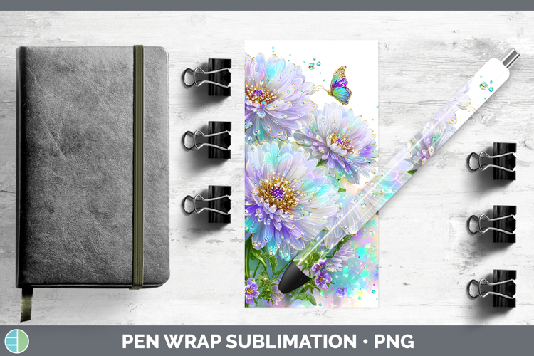 Flowers 03 Rainbow Summer Aster Pen Wrap Sublimation Pen Des