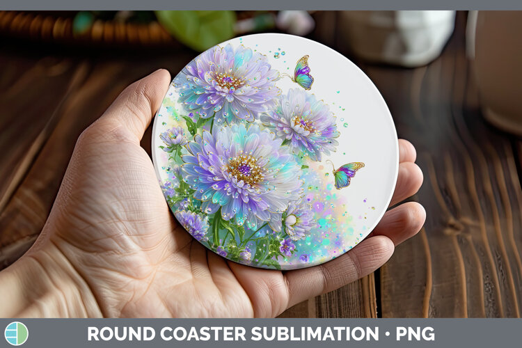 GorgeousFlowers 03 Rainbow Summer Round Coaster design.