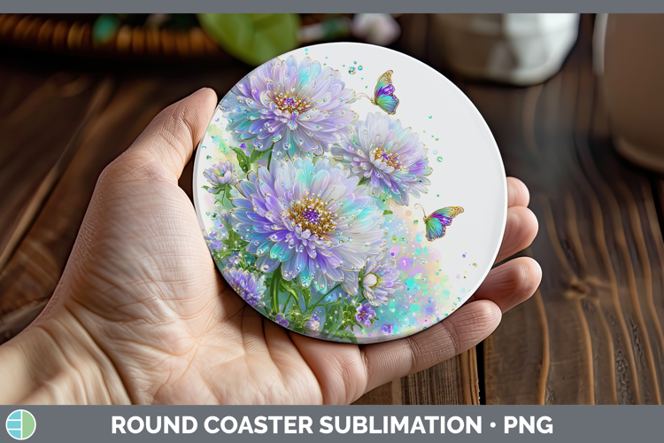 Flowers 03 Rainbow Summer Aster Round Coaster Sublimation Co