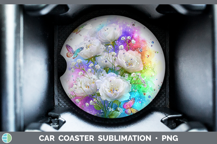 Flowers 03 Rainbow Summer Babys Breath Gypsophila Car Coaste