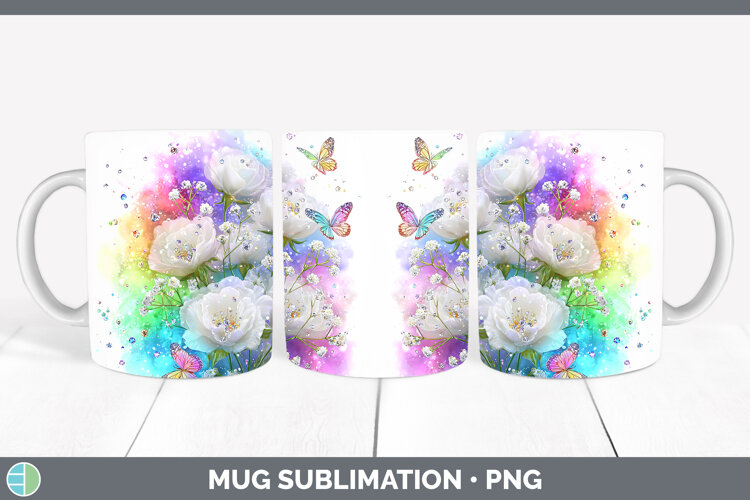 GorgeousFlowers 03 Rainbow Summer Mug Wrap design.