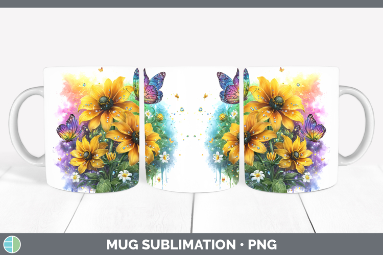 Flowers 03 Rainbow Summer Black-eyed Susan Mug Wrap Sublimat