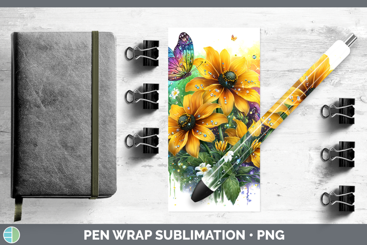 Flowers 03 Rainbow Summer Black-eyed Susan Pen Wrap Sublimat