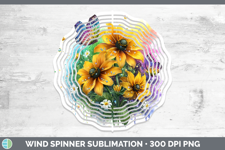 Flowers 03 Rainbow Summer Black-eyed Susan Wind Spinner Subl