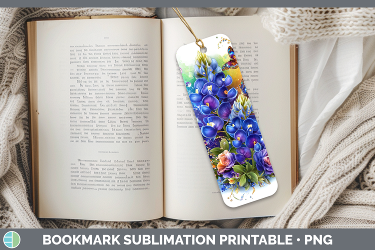 Flowers 03 Rainbow Summer Bluebonnet Bookmark Sublimation Pr