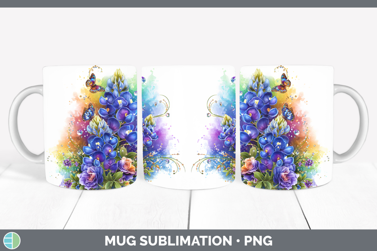 Flowers 03 Rainbow Summer Bluebonnet Mug Wrap Sublimation Co