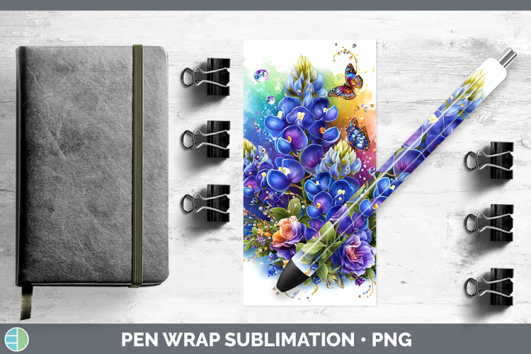 Flowers 03 Rainbow Summer Bluebonnet Pen Wrap Sublimation Pe