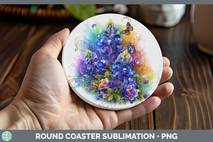 GorgeousFlowers 03 Rainbow Summer Round Coaster design.