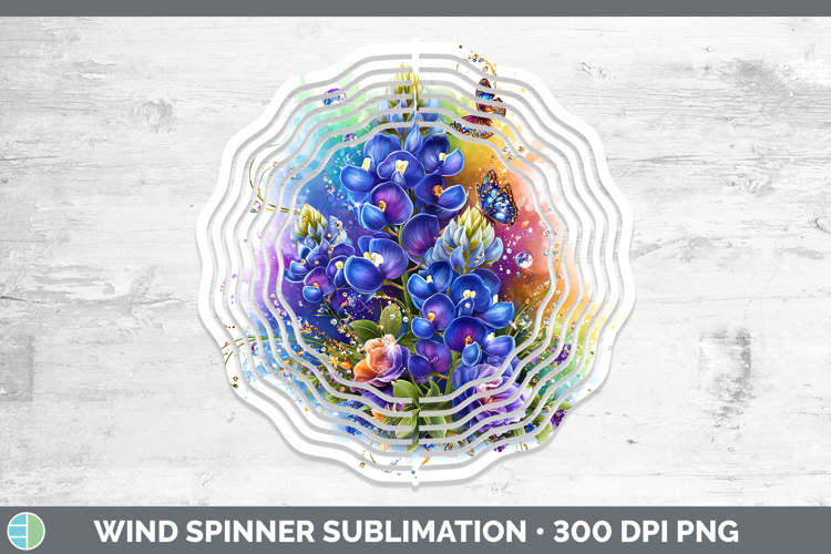 Flowers 03 Rainbow Summer Bluebonnet Wind Spinner Sublimatio