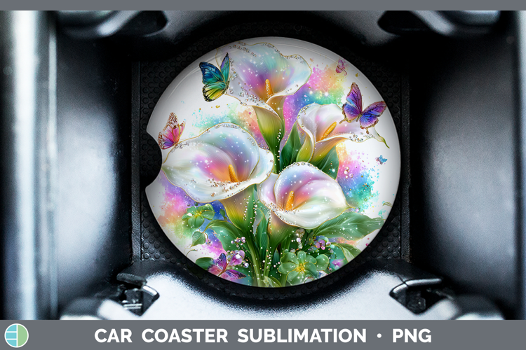 Flowers 03 Rainbow Summer Calla Lily Car Coaster Sublimation