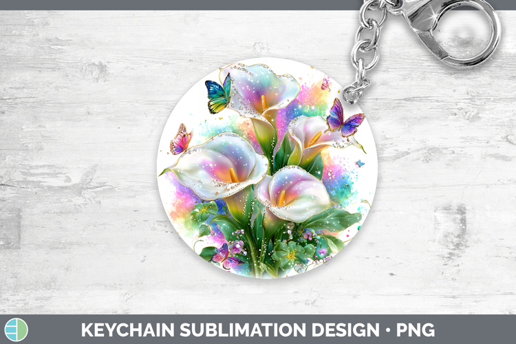 Flowers 03 Rainbow Summer Calla Lily Keychain Sublimation Ke