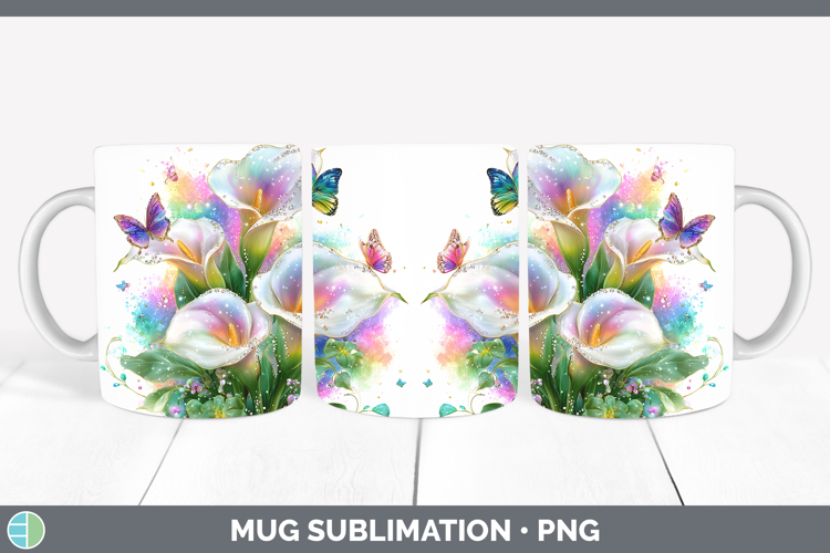 Flowers 03 Rainbow Summer Calla Lily Mug Wrap Sublimation Co