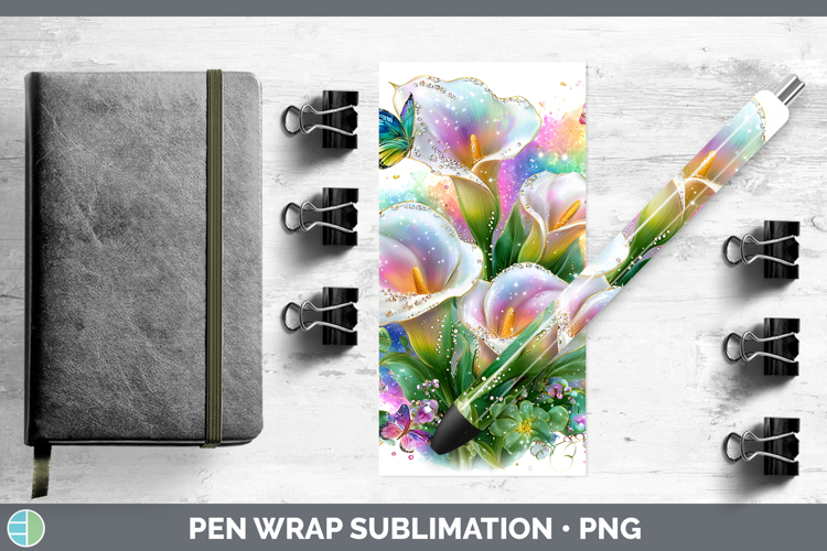 Flowers 03 Rainbow Summer Calla Lily Pen Wrap Sublimation Pe
