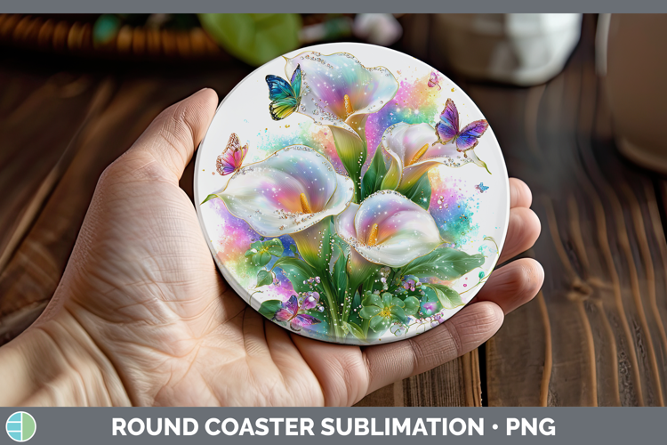 Flowers 03 Rainbow Summer Calla Lily Round Coaster Sublimati