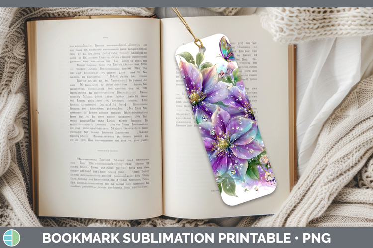 Flowers 03 Rainbow Summer Clematis Bookmark Sublimation Prin
