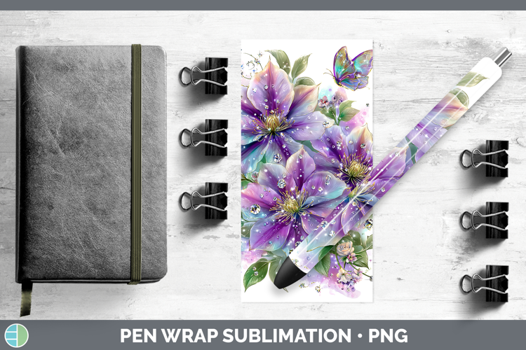 Flowers 03 Rainbow Summer Clematis Pen Wrap Sublimation Pen