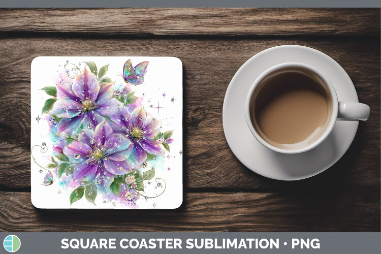 GorgeousFlowers 03 Rainbow Summer Square Coaster design.