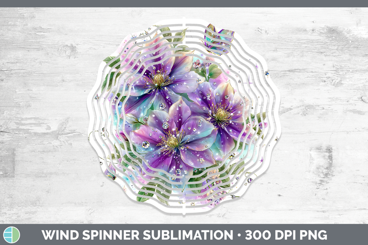 Flowers 03 Rainbow Summer Clematis Wind Spinner Sublimation