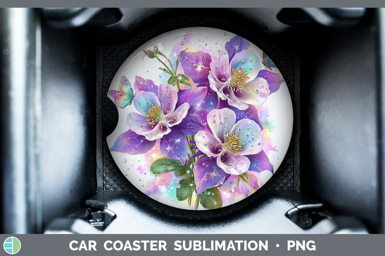 Flowers 03 Rainbow Summer Columbine Car Coaster Sublimation