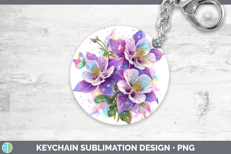 Flowers 03 Rainbow Summer Columbine Keychain Sublimation Key