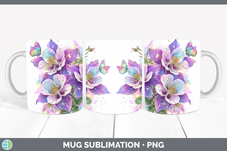 Flowers 03 Rainbow Summer Columbine Mug Wrap Sublimation Cof