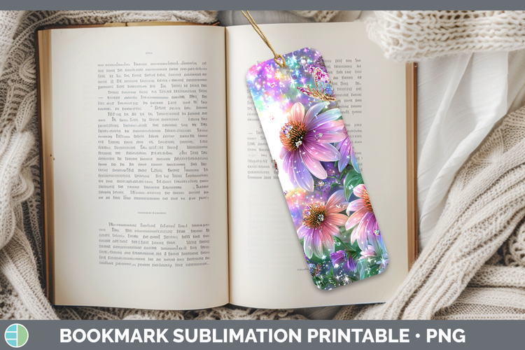 Flowers 03 Rainbow Summer Coneflower Bookmark Sublimation Pr