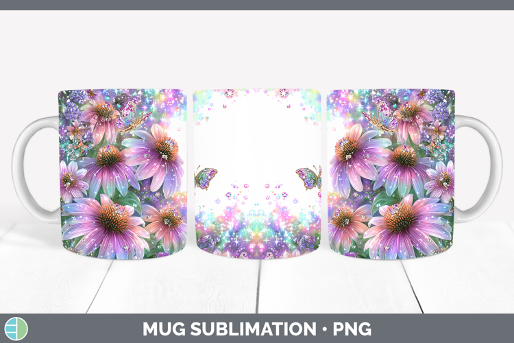 Flowers 03 Rainbow Summer Coneflower Mug Wrap Sublimation Co