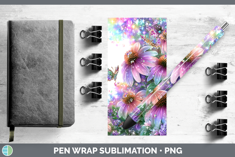 Flowers 03 Rainbow Summer Coneflower Pen Wrap Sublimation Pe