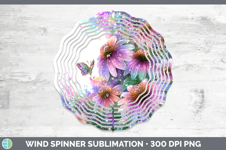 Flowers 03 Rainbow Summer Coneflower Wind Spinner Sublimatio