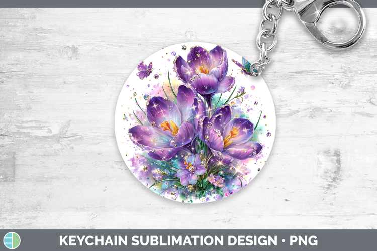 Flowers 03 Rainbow Summer Crocus Keychain Sublimation Keyrin
