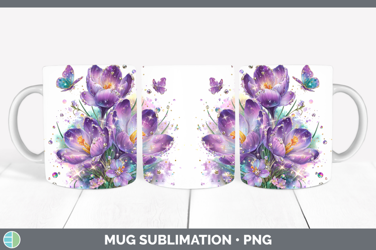 Flowers 03 Rainbow Summer Crocus Mug Wrap Sublimation Coffee