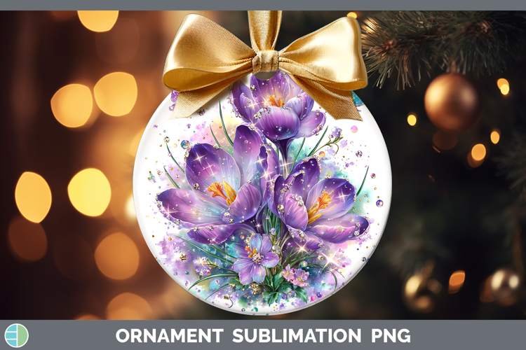 Flowers 03 Rainbow Summer Crocus Ornament Sublimation Bauble