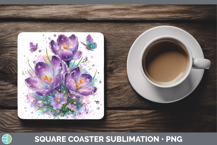 Flowers 03 Rainbow Summer Crocus Square Coaster Sublimation